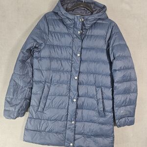 Eddie Bauer 650 Full Parka Puffer Jacket Women’s Small Blue Zip Hooded Winter